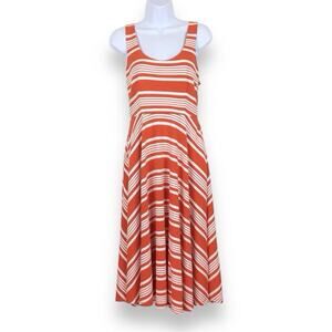 HUTCH Anegada Orange Stripe Sleeveless Fit & Flare Midi Dress size S